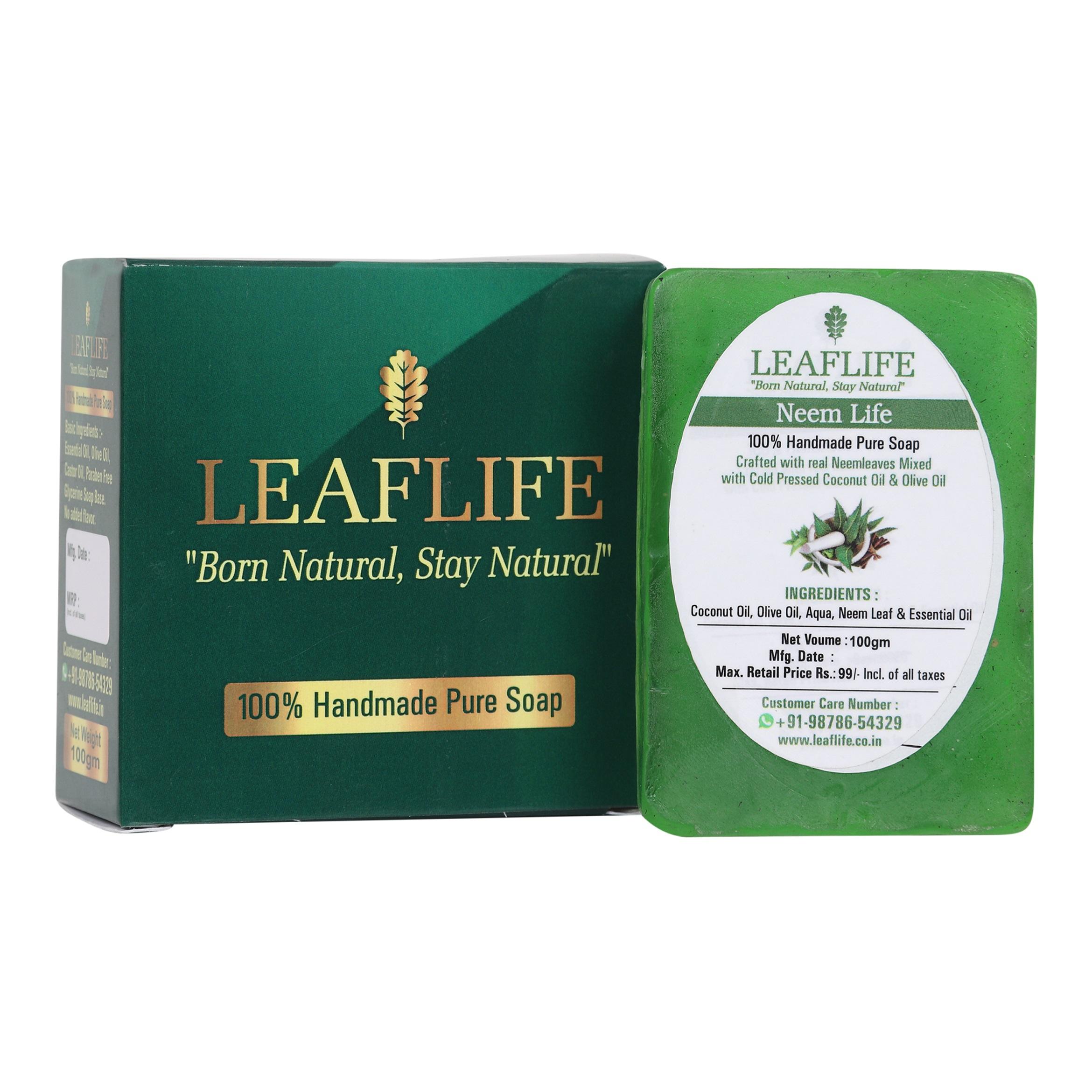 LEAFLIFE Real Neem Leaves Handmade Glycerin Soap